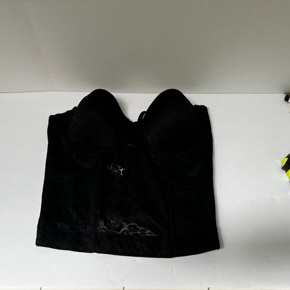 Nicole Miller Black Lace Power Mesh‎ Bustier Removable Straps Hook & Eye Sz 36C - Picture 10 of 10